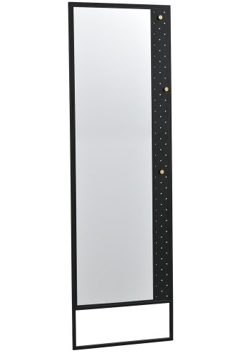 ROWICO Malone gulvspejl, m. guldknopper - spejlglas og sort metal (53x170)