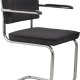ZUIVER Ridge Rib Kink spisebordsstol, m. armln - sort fljl polyester/nylon og slv krom