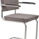 ZUIVER Ridge Rib Kink spisebordsstol, m. armln - gr fljl polyester/nylon og slv krom