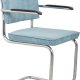 ZUIVER Ridge Rib Kink spisebordsstol, m. armln - bl fljl polyester/nylon og slv krom