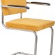 ZUIVER Ridge Rib Kink spisebordsstol, m. armln - gul fljl polyester/nylon og slv krom
