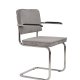 ZUIVER Ridge Rib spisebordsstol, m. armln - lysegr fljl polyester og slv krom