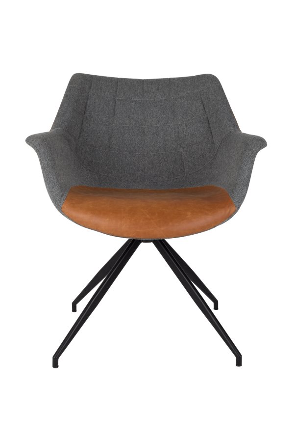 ZUIVER Doulton drejestol, m. armln - vintage brun PU og sort stl