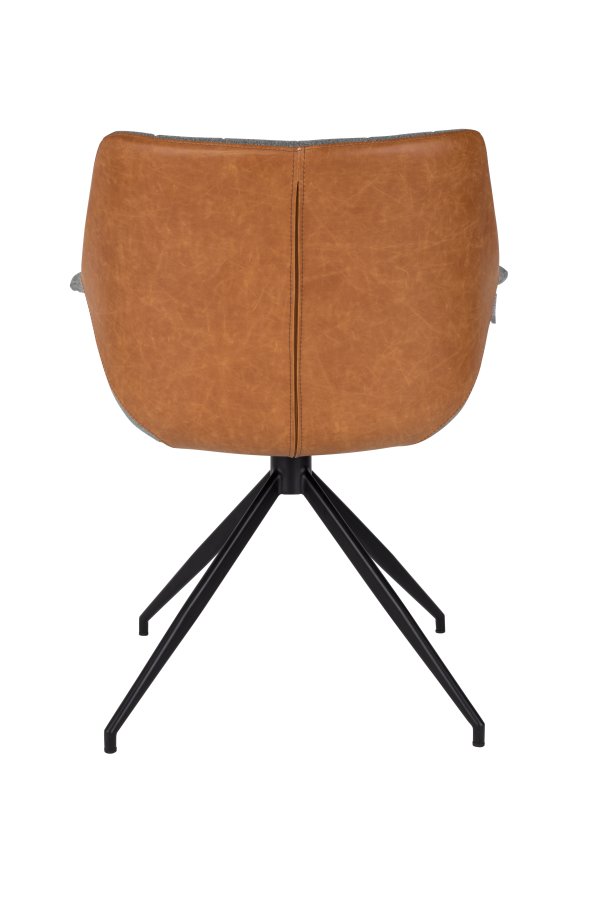 ZUIVER Doulton drejestol, m. armln - vintage brun PU og sort stl