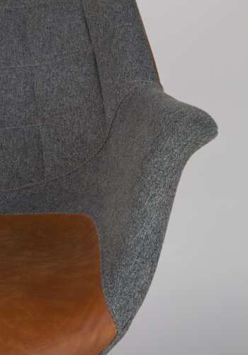 ZUIVER Doulton drejestol, m. armln - vintage brun PU og sort stl