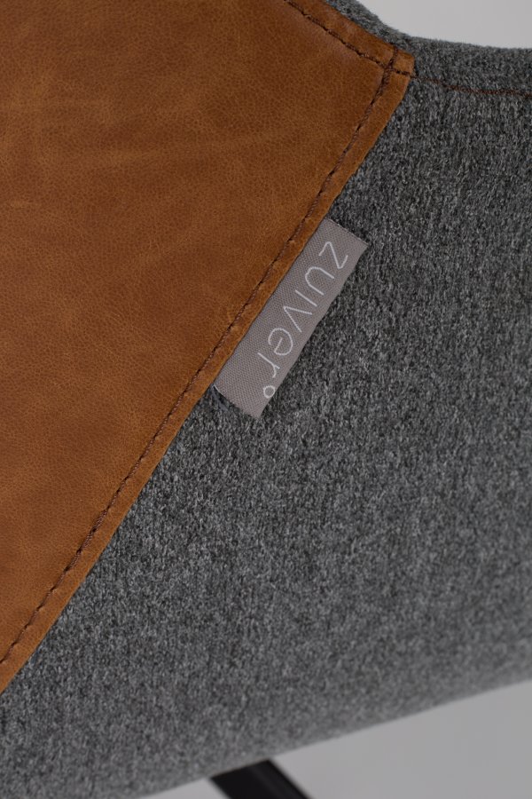 ZUIVER Doulton drejestol, m. armln - vintage brun PU og sort stl