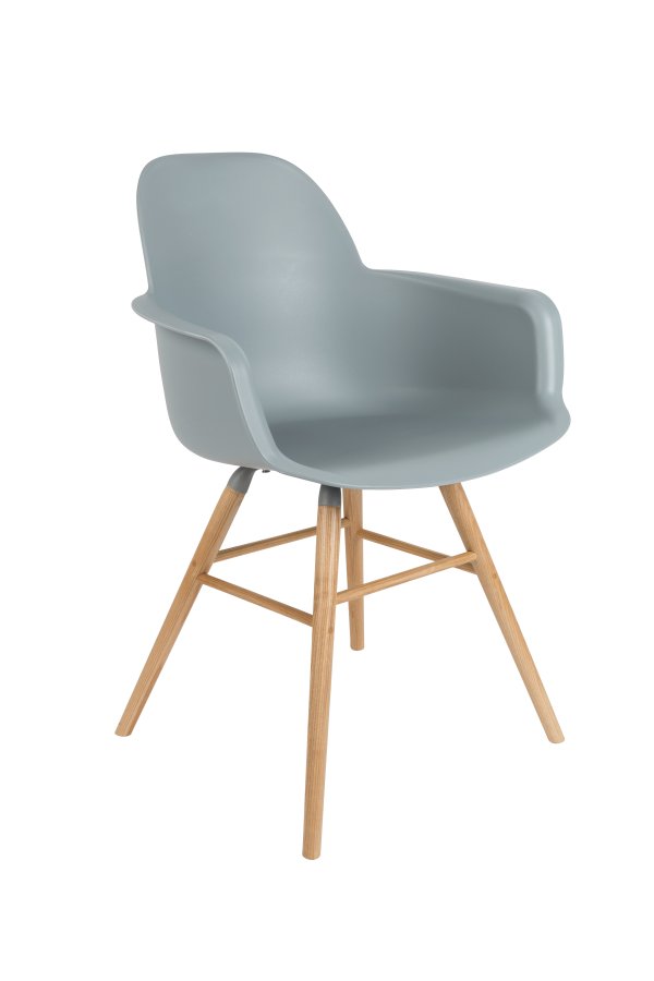 ZUIVER Albert Kuip lnestol, m. armln - lysegr plastik og natur asketr