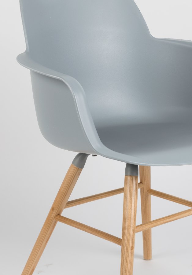 ZUIVER Albert Kuip lnestol, m. armln - lysegr plastik og natur asketr