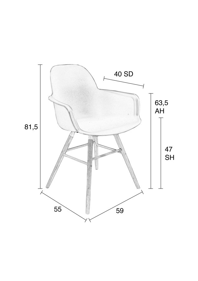 ZUIVER Albert Kuip lnestol, m. armln - taupe plastik og natur asketr