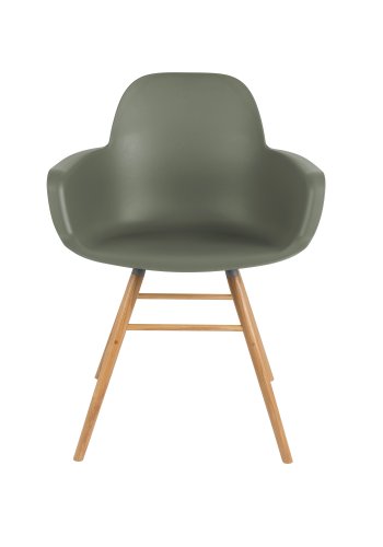 ZUIVER Albert Kuip lnestol, m. armln - grn plastik og natur asketr