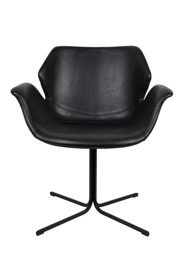 ZUIVER Nikki lnestol, m. armln - sort PU og sort stl