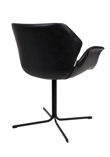 ZUIVER Nikki lnestol, m. armln - sort PU og sort stl