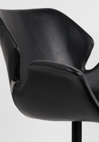 ZUIVER Nikki lnestol, m. armln - sort PU og sort stl