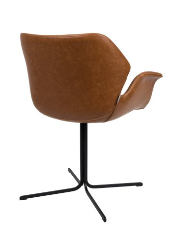 ZUIVER Nikki lnestol, m. armln - brun PU og sort stl