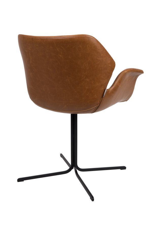 ZUIVER Nikki lnestol, m. armln - brun PU og sort stl