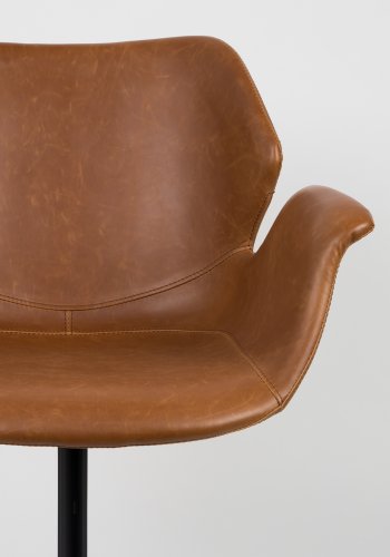 ZUIVER Nikki lnestol, m. armln - brun PU og sort stl