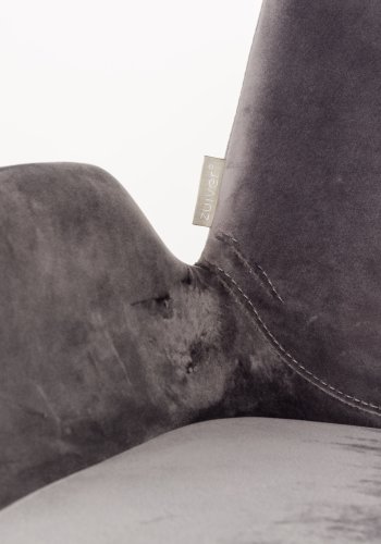 ZUIVER Brit lnestol, m. armln - mrkegr fljl polyester og sort stl