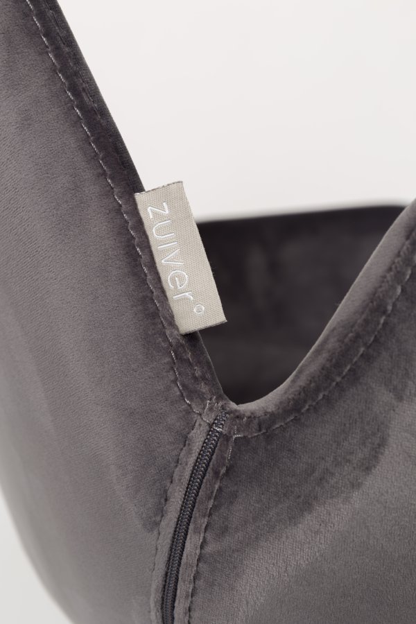 ZUIVER Brit lnestol, m. armln - mrkegr fljl polyester og sort stl