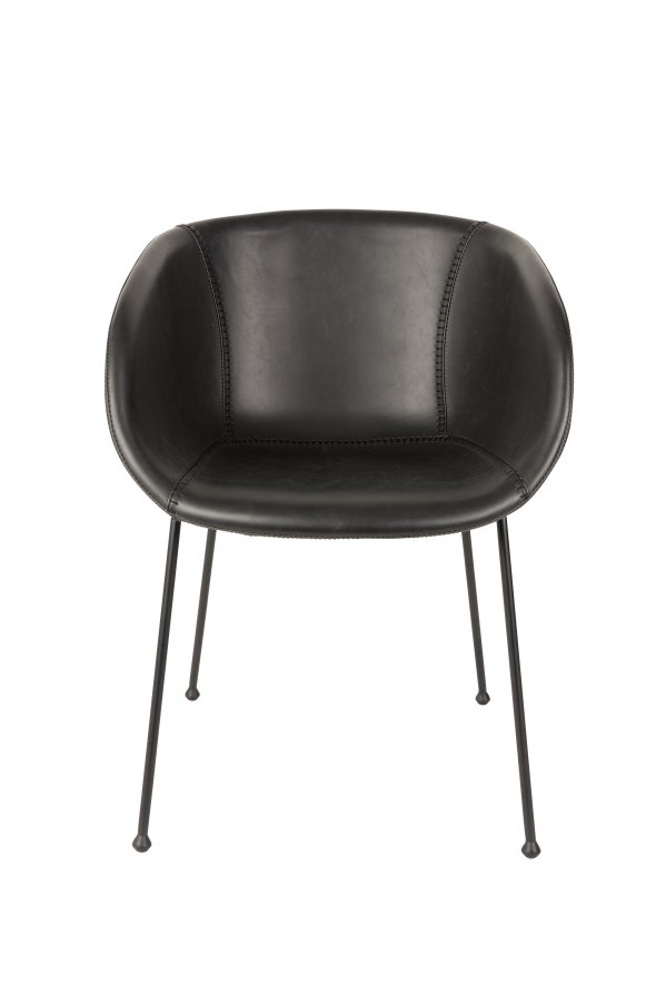 ZUIVER Feston lnestol, m. armln - sort PU og sort stl