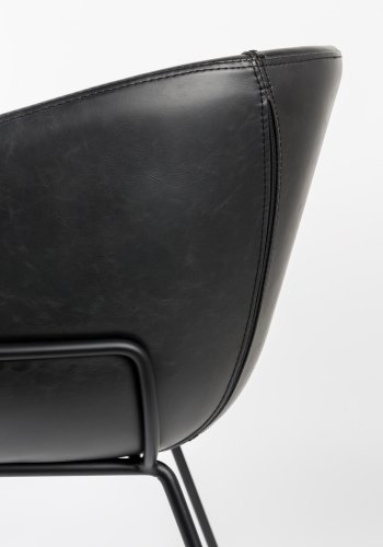 ZUIVER Feston lnestol, m. armln - sort PU og sort stl