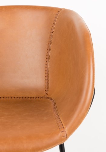 ZUIVER Feston lnestol, m. armln - brun PU og sort stl