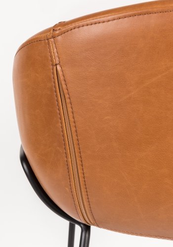 ZUIVER Feston lnestol, m. armln - brun PU og sort stl