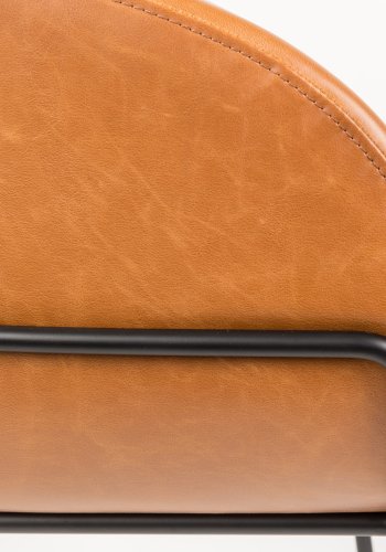 ZUIVER Feston lnestol, m. armln - brun PU og sort stl