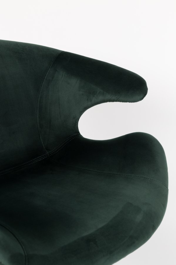 ZUIVER Mia spisebordsstol, m. armln - grn fljl polyester og sort metal