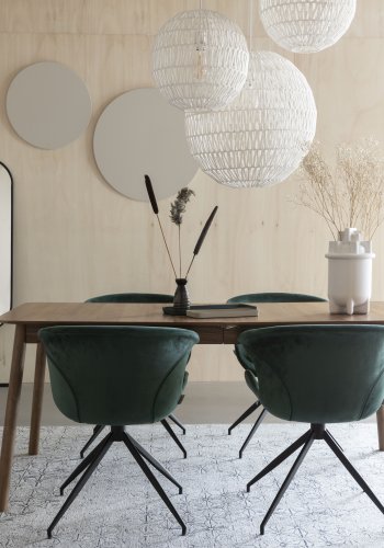 ZUIVER Mia spisebordsstol, m. armln - grn fljl polyester og sort metal