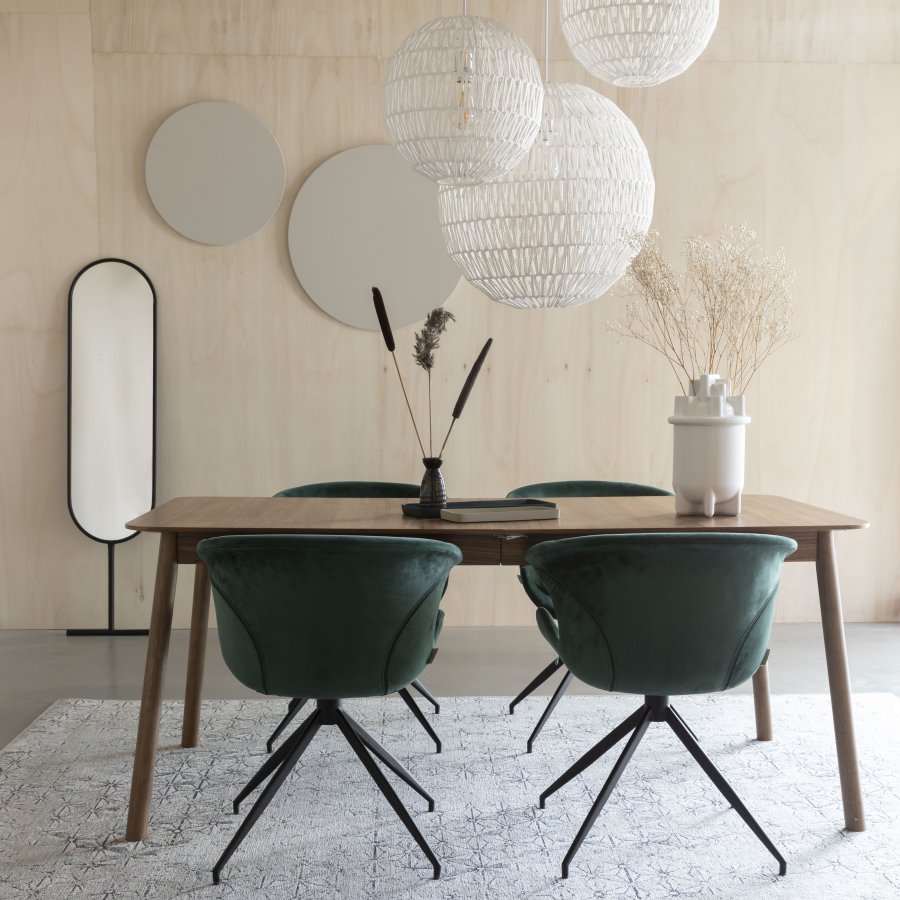 ZUIVER Mia spisebordsstol, m. armln - grn fljl polyester og sort metal