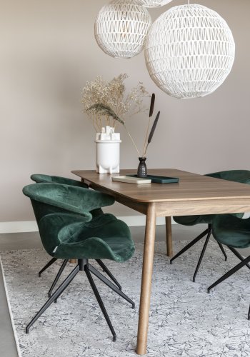 ZUIVER Mia spisebordsstol, m. armln - grn fljl polyester og sort metal