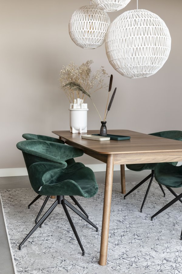 ZUIVER Mia spisebordsstol, m. armln - grn fljl polyester og sort metal