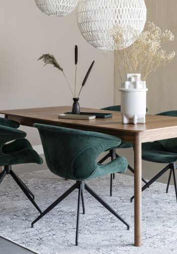 ZUIVER Mia spisebordsstol, m. armln - grn fljl polyester og sort metal