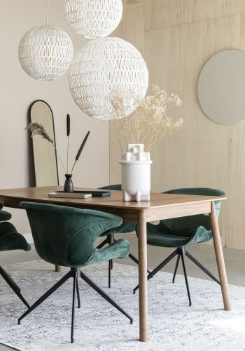 ZUIVER Mia spisebordsstol, m. armln - grn fljl polyester og sort metal