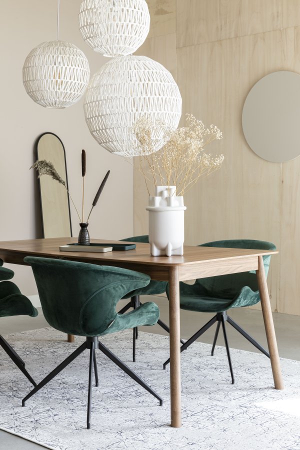 ZUIVER Mia spisebordsstol, m. armln - grn fljl polyester og sort metal