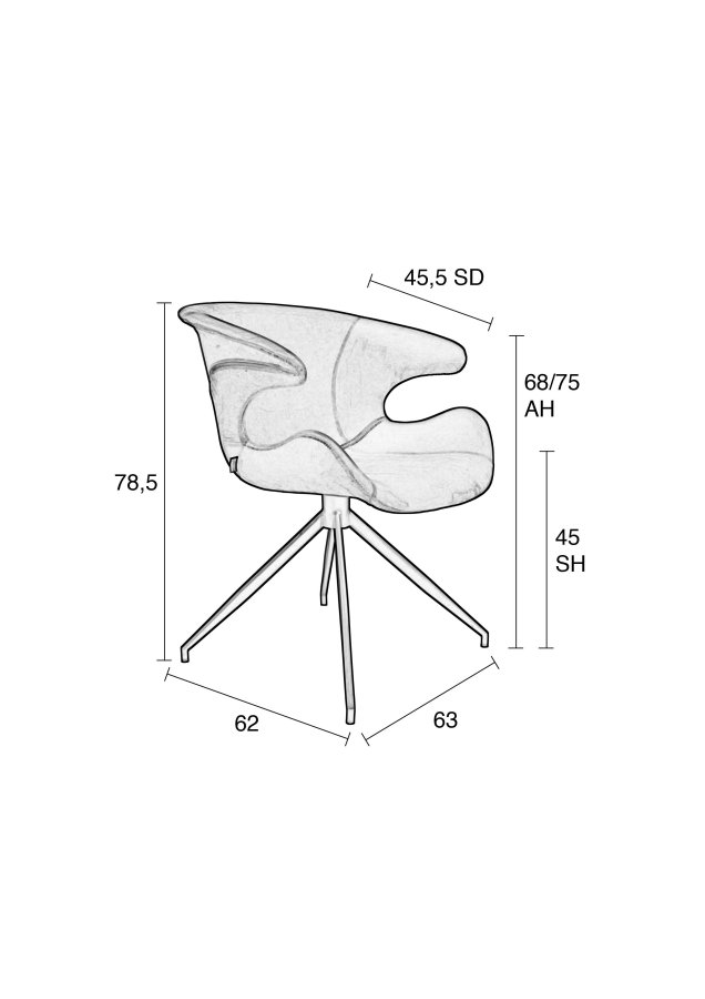 ZUIVER Mia spisebordsstol, m. armln - grn fljl polyester og sort metal