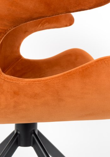 ZUIVER Mia spisebordsstol, m. armln - orange fljl polyester og sort metal