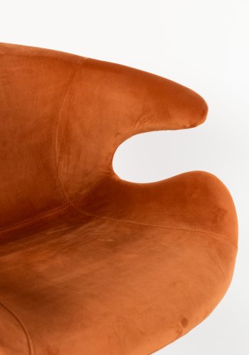 ZUIVER Mia spisebordsstol, m. armln - orange fljl polyester og sort metal