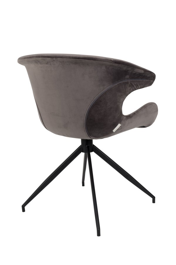 ZUIVER Mia spisebordsstol, m. armln - gr fljl polyester og sort metal