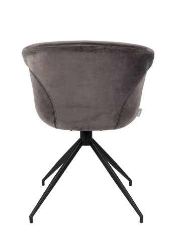 ZUIVER Mia spisebordsstol, m. armln - gr fljl polyester og sort metal