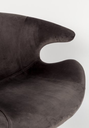 ZUIVER Mia spisebordsstol, m. armln - gr fljl polyester og sort metal