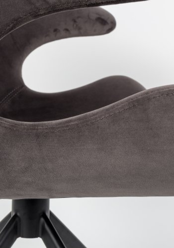 ZUIVER Mia spisebordsstol, m. armln - gr fljl polyester og sort metal