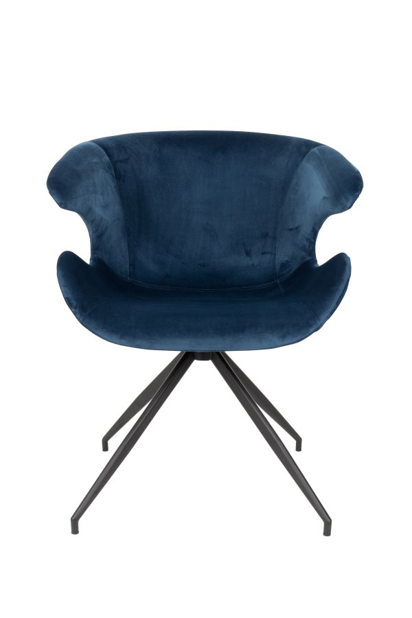 ZUIVER Mia spisebordsstol, m. armln - bl fljl polyester og sort metal