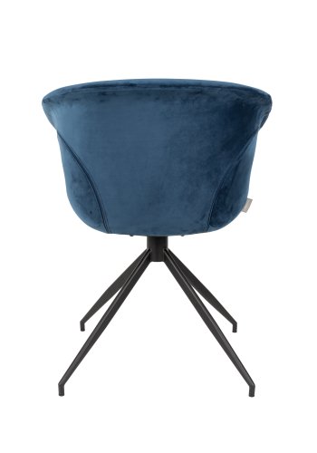 ZUIVER Mia spisebordsstol, m. armln - bl fljl polyester og sort metal