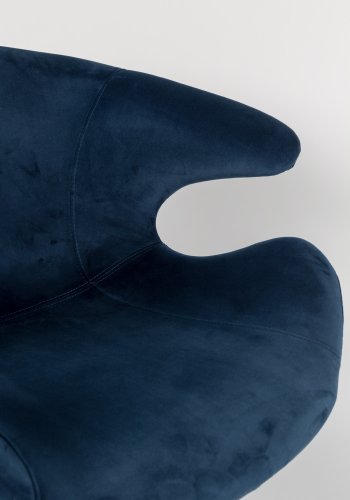 ZUIVER Mia spisebordsstol, m. armln - bl fljl polyester og sort metal