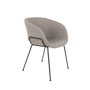 ZUIVER Feston lnestol, m. armln - gr polyester og sort stl