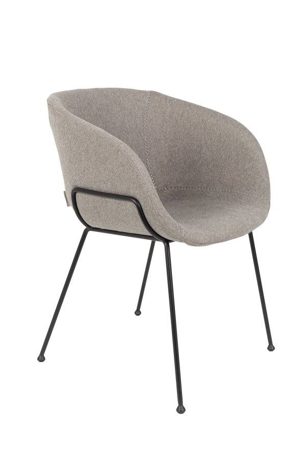 ZUIVER Feston lnestol, m. armln - gr polyester og sort stl