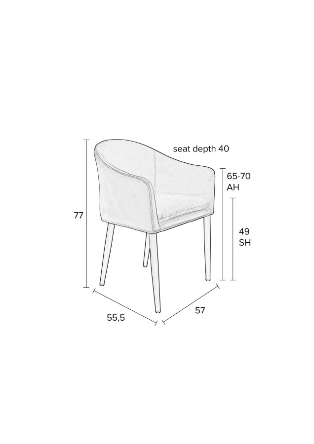 WHITE LABEL LIVING Catelyn spisebordsstol, m. armln - orange stof og metal