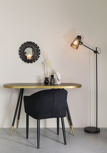 WHITE LABEL LIVING Catelyn spisebordsstol, m. armln - sort stof og metal