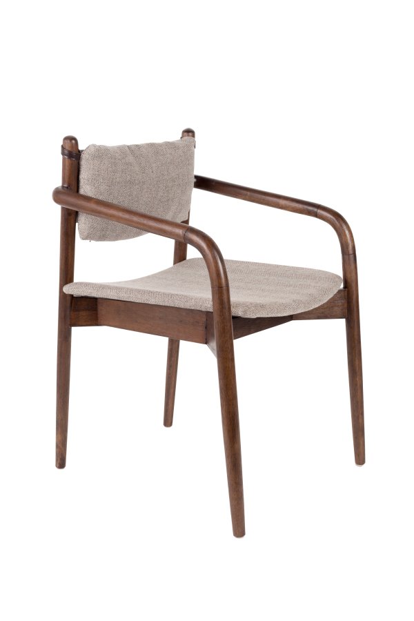 DUTCHBONE Torrance spisebordsstol, m. armln - brun polyester og brun tr